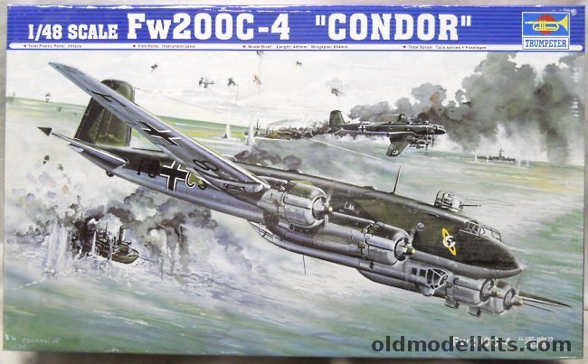 Trumpeter 1/48 FW-200 C-4 Condor - 8./KG40 1943 (Two Different Aircraft) - (FW200C4), 02814 plastic model kit
